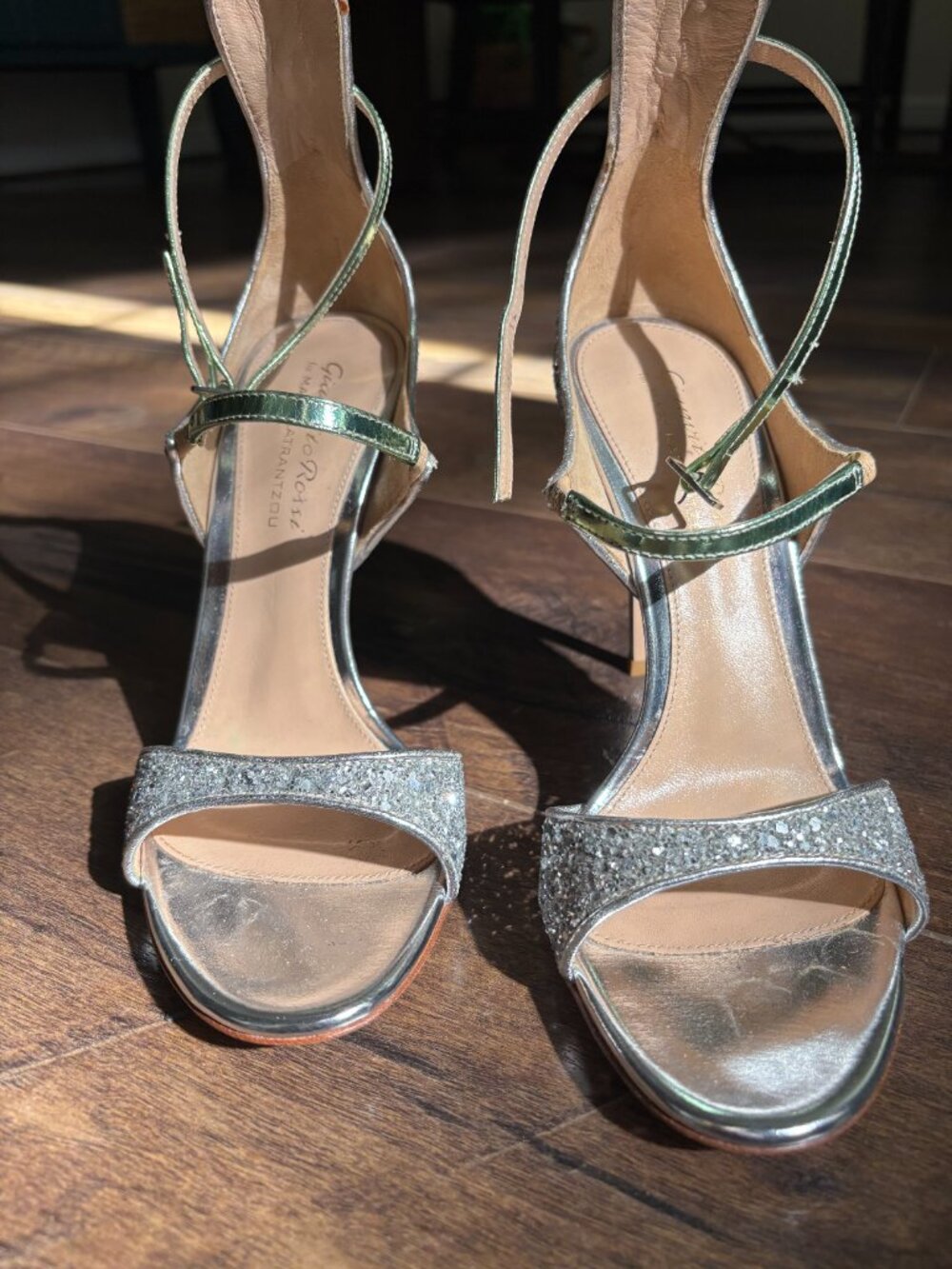 Gianvito Rossi for Mary Katrantzou Juliet Strappy Glittered Sandal